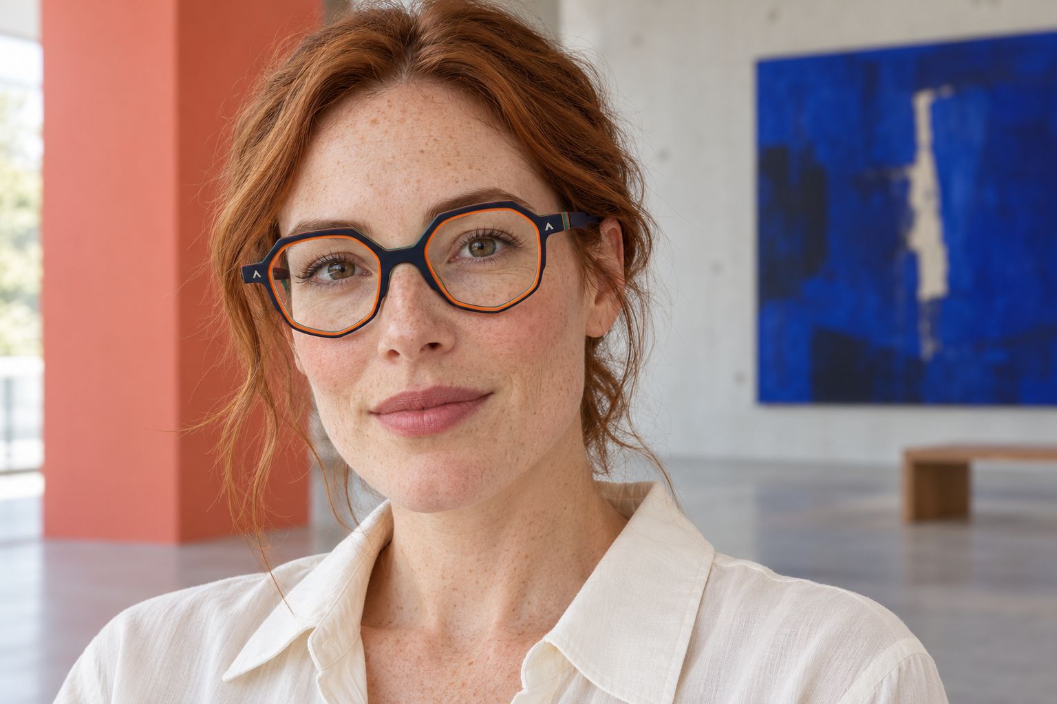 Portrait d’une femme portant la monture ALUNA T95
